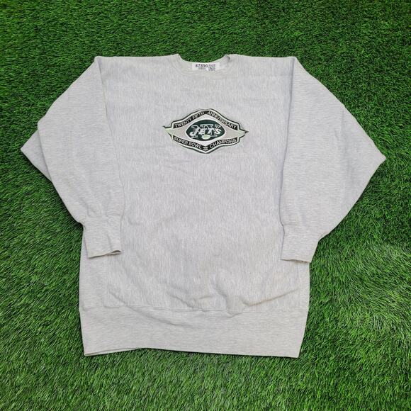 Vintage 90s New-York Jets Sweatshirt L/2XL 22x27 Gray - Picture 1 of 14
